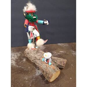 Kachina Doll Healer BADGER Dancer Signed ETSITTI 9" Tall Navajo Unique base SEE